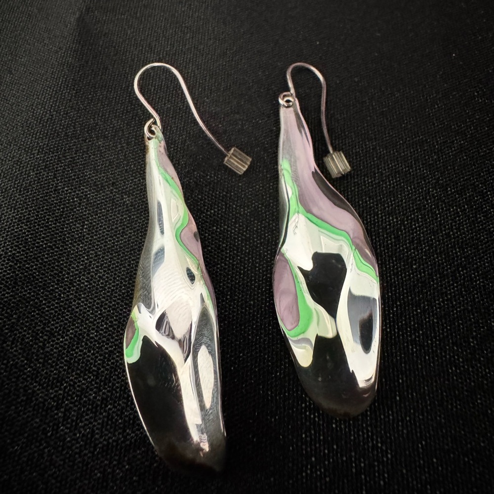 Stunning Vintage RLM Studios 925 silver dangle earrings never worn!